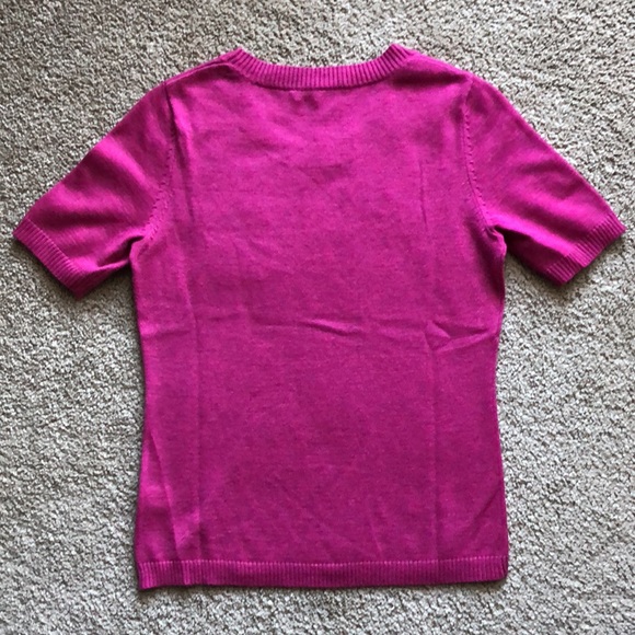 Banana Republic short sleeve sequin pocket sweater pink small S - Picture 4 of 5